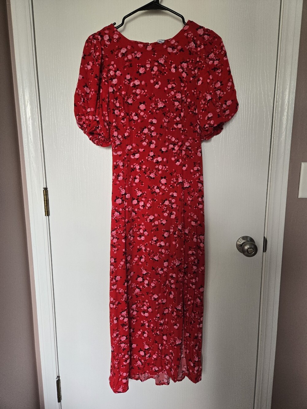 Old Navy | Red Floral Puff-Sleeve Maxi Dress